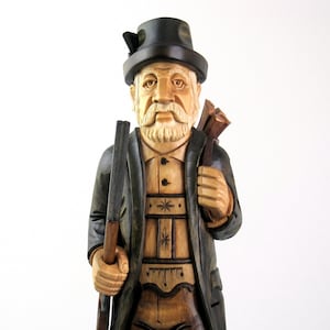 Sculpture of a Bavarian Hunter: Basswood Decor