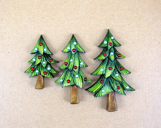 Christmas Tree-shaped Magnets Set of 3, Unique Kitchen Ornaments ...