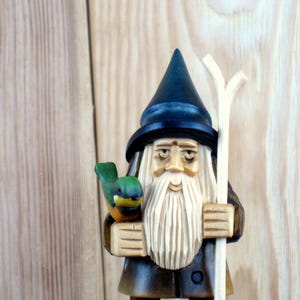 Gnome with a Bird on His Hand - Handmade Figurine
