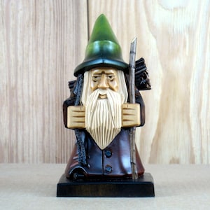 Hand Carved Forest Gnome: Small Wooden Figurine