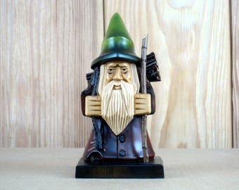 Hand Carved Forest Gnome: Small Wooden Figurine
