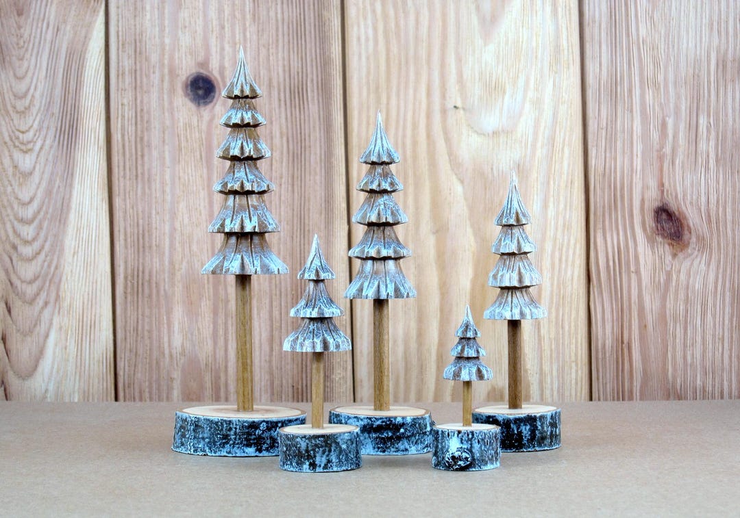 Handmade Wooden Trees: Set of Five - Etsy