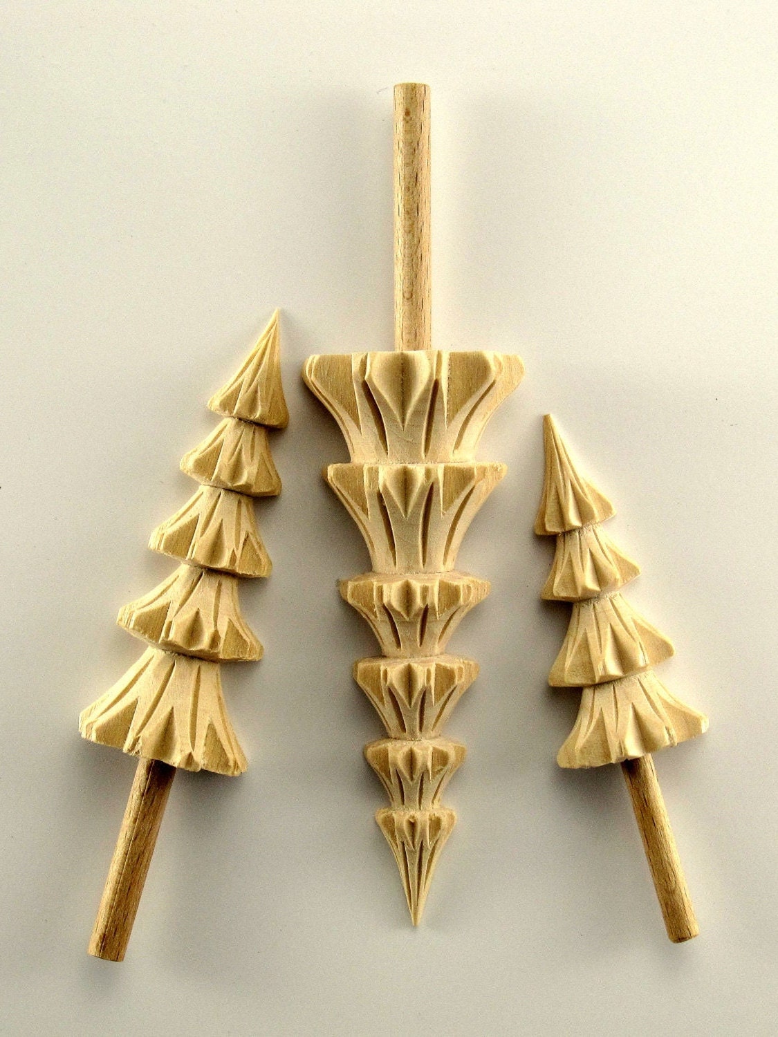 Set of three unfinished pine trees wooden crafts to paint 