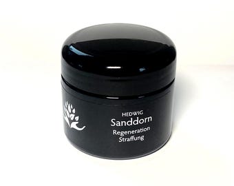Crema viso biologica - olivello spinoso con melissa - trattamento rigenerante per pelli sensibili, cosmetico naturale, vegano, 50 ml Hedwig