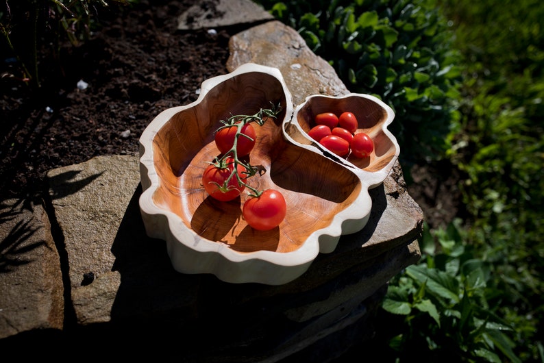 Yew wood bowl, hand carved, handmade bowls, yew tree wood, oiled, decoration, kitchen, dining room, minimal, rustic, wooden decoration image 3