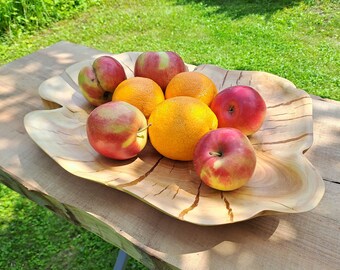 Cherry wood bowl, hand carved, oiled, serving, decoration, kitchen, dining room, minimalistic, modern