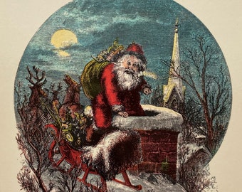Vintage Thomas Nast Postcard St Nicks Visit Published in 1985
