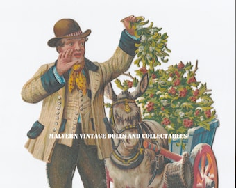 Immagine di scarto di Natale antico PDF Download digitale istantaneo Venditore ambulante di vischio vittoriano