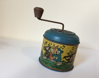 Vintage Plate Tin Toy Felix the Cat Tin Plate Box Emile Camelin  with Illustrations by D Laborne Circa 1930s