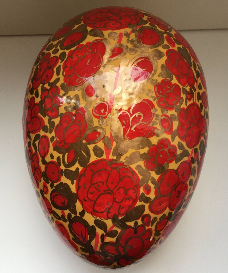 Large Vintage Kashmiri Papier Mache Egg Hollow Etsy