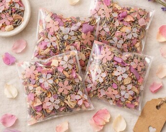 Confetti Eco Friendly Dried Rose Petals and Dried Lavender Bags Confetti English Grown