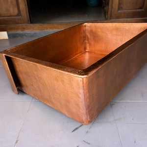 Copper Front Apron Sink - Hammered Copper Kitchen Sink - Farmhouse Copper Sink-  Copper Bowl Vessel Sink - Handmade Copper Sink