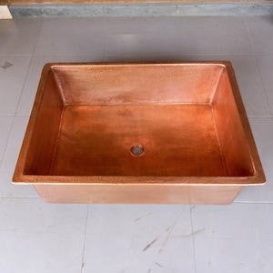Copper Front Apron Sink - Hammered Copper Kitchen Sink - Copper sink Kitchen cabinet -  Copper Bowl Vessel Sink - Copper Kitchen Sink