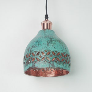 Oxidized Copper Lampshade Only  - Copper Industrial Lighting  - Copper Kitchen Island light - Green Patina Copper Light - Art deco lamp