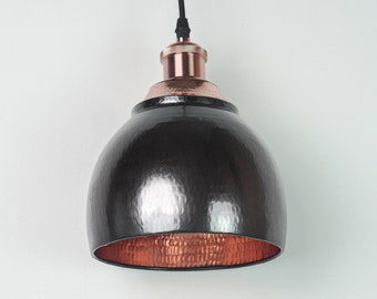 Black Copper Lampshade Only  - Oxidized Copper Lampshade - Patina Copper Industrial Lighting  - Copper Kitchen Island light - Art deco lamp