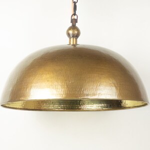 Dome Brass Pendant Lamp Shade - Hammered Brass Kitchen Island Lighting - Brass Industrial Lamp -  Art deco light fixture