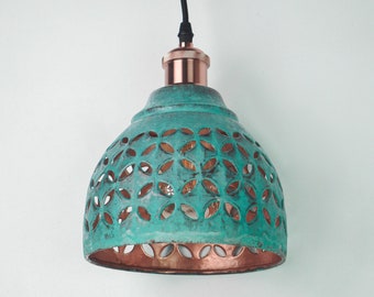 Patina Copper Lampshade Only  - Oxidized Copper Lampshade - Patina Copper Industrial Lighting  - Copper Kitchen Island light - Art deco lamp
