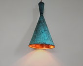 Green Copper Pendant Light - Hammered Copper Kitchen Island light - Copper Industrial Lamp- Ceiling lamp- Copper light fixture