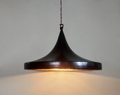 Brown patina Copper Pendant Lamp Shade - Hammered Copper Kitchen Island Lighting - Copper Industrial Lamp - Art deco light fixture