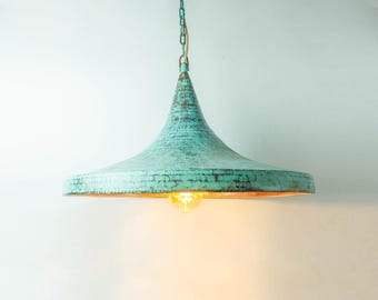 Hammered Copper Pendant Light - Oxidized Finish, Scandinavian Style