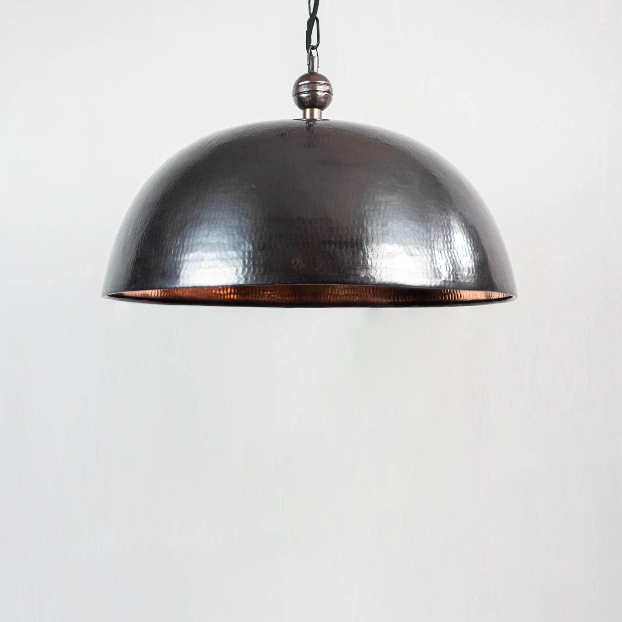 Dome Black Copper Pendant Light - Copper Industrial Lighting  - Copper Kitchen Island light - Copper Lampshade - Art deco lamp