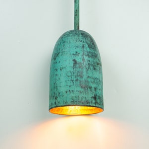 Oxidized Long Copper Pendant Lamp - Copper Industrial Lampshade  - Copper Kitchen Island light - Copper Lampshade - Art deco lamp
