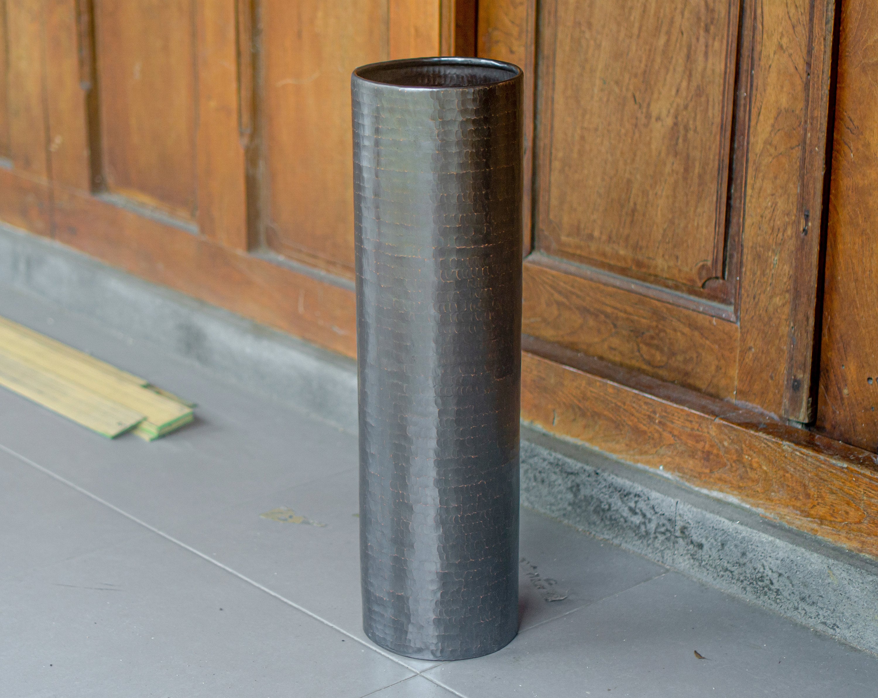 Hammered Copper Floor Vase Black Copper Flower Vase Antique Etsy