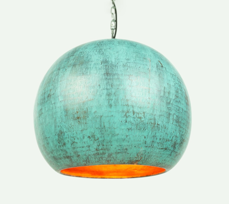 Oxidized Copper Pendant Lamp Shade Round Copper Kitchen Etsy