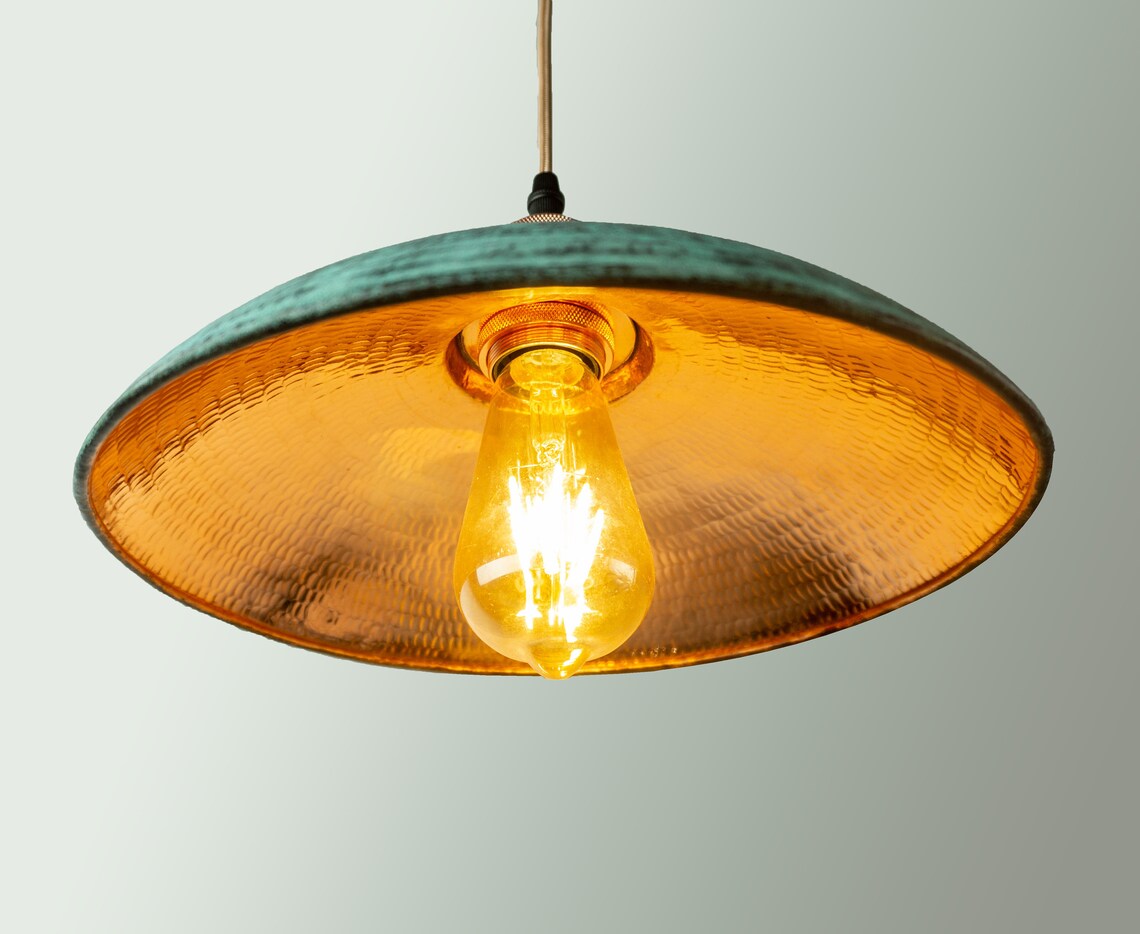 Oxidized Copper Lampshade Only Copper Industrial Lighting Etsy