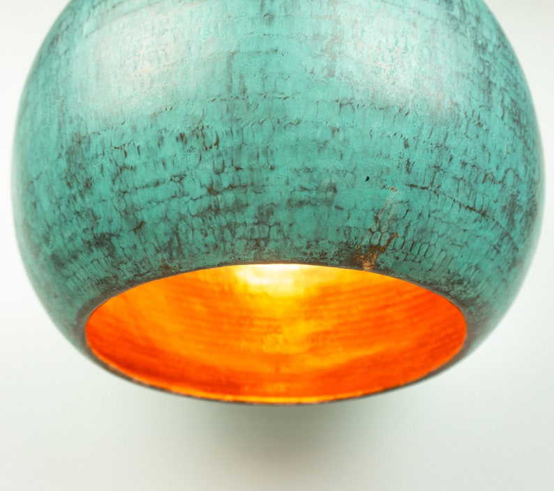 Oxidized Copper Pendant Lamp Shade Round Copper Kitchen Etsy