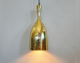 Hammered Brass Pendant Light - Brass Kitchen Island Light  - Scandinavian Brass lampshade - Kitchen Light fixture -  Brass industrial lamp