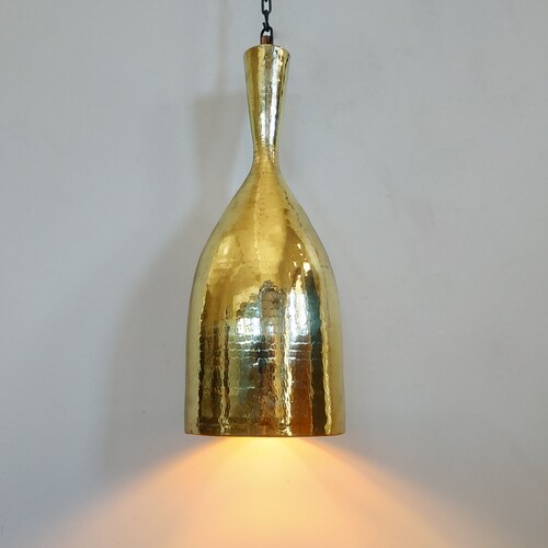 Hammered Brass Pendant Light Brass Kitchen Island Light Etsy