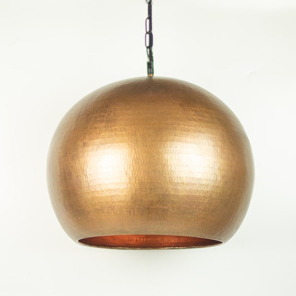 Antique Copper Pendant Light - Round Copper Industrial Lighting  - Copper Kitchen Island light - Copper Ball Lampshade - Art deco lamp