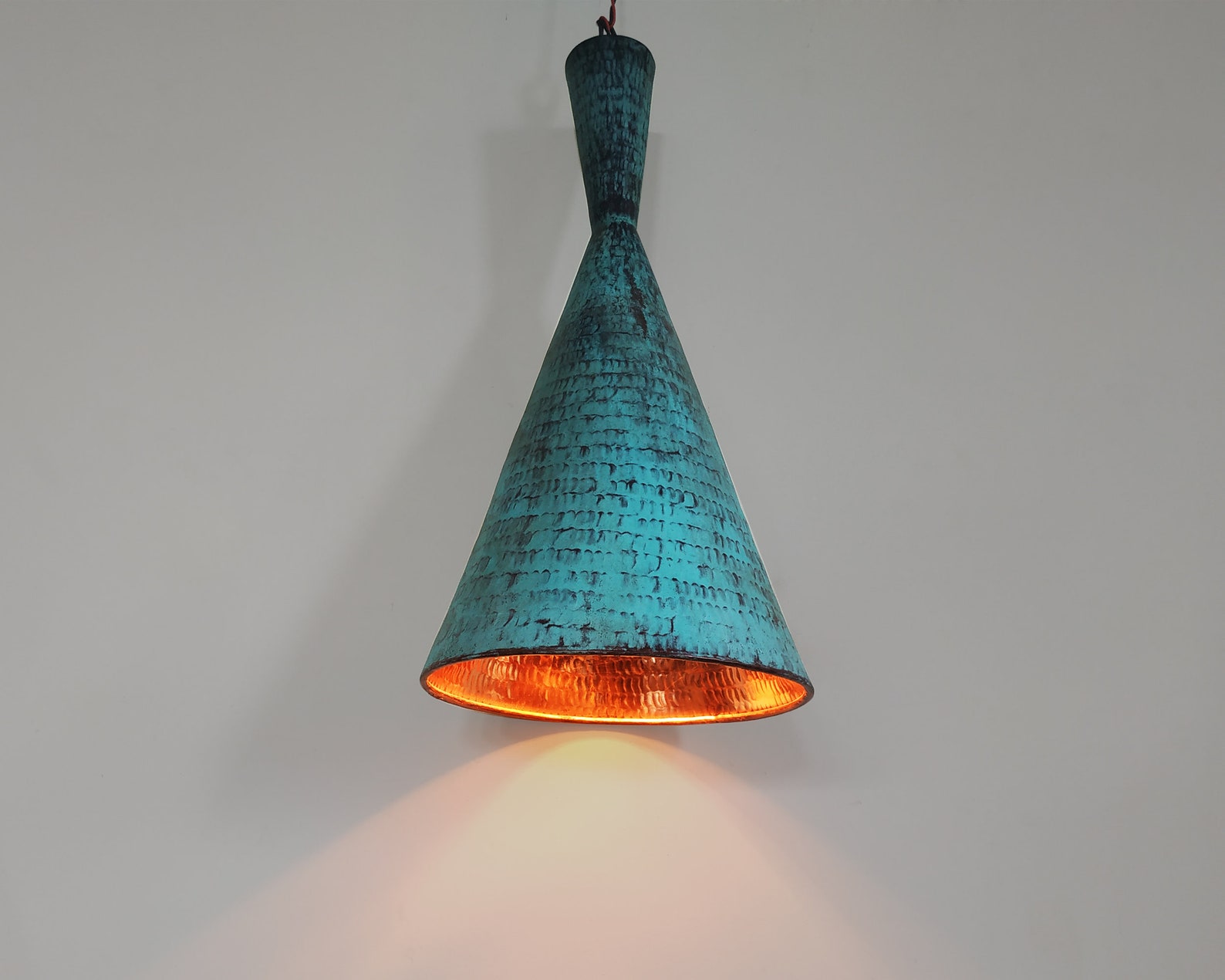 Oxidized Copper Pendant Light Fixture Hammered Copper Pendant Etsy