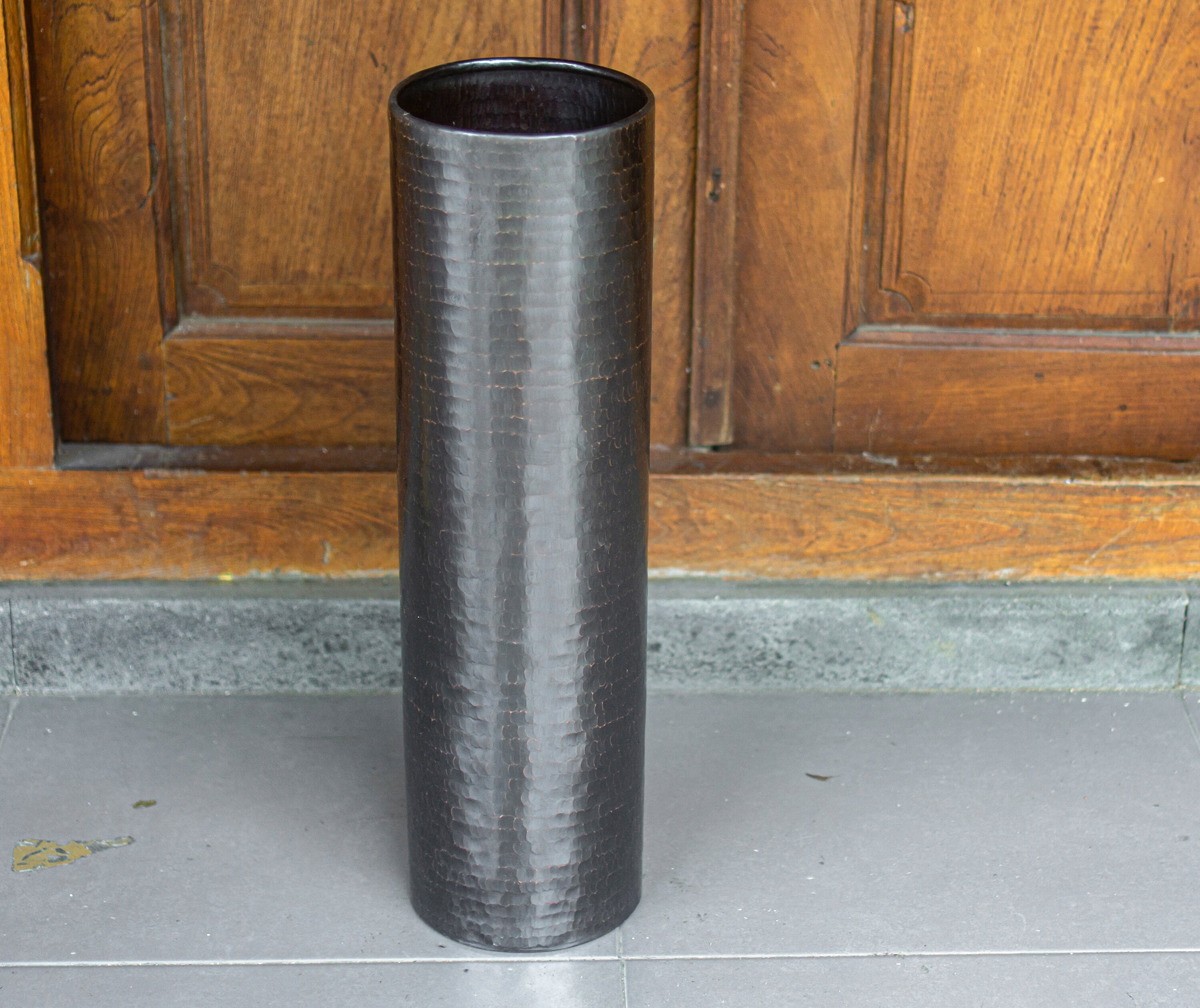 Hammered Copper Floor Vase Black Copper Flower Vase Antique Etsy