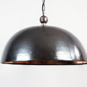 Dome Black Copper Pendant Light - Copper Industrial Lighting  - Copper Kitchen Island light - Copper Lampshade - Art deco lamp