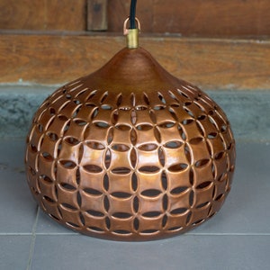 Luz colgante de cobre de cúpula oxidada Iluminación de isla de cocina de cobre tallada a mano Lámpara industrial de cobre Luminaria de cobre Art Déco Brown Antique
