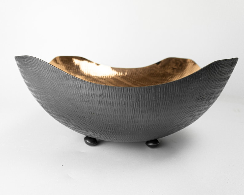 Hammered Copper Fruit Bowl Black Copper Decorative Bowl Etsy