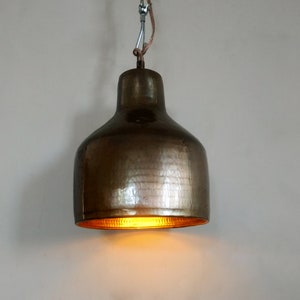 Oxidized Brass Pendant Lamp Shade - Oxidized Brass Kitchen Island Lighting - Scandinavian Brass Industrial Lamp -  Art deco light fixture