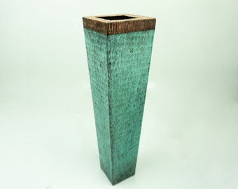 Green Patina Copper Flower Vase, Hammered Copper Flower Vase, Copper Rustic Flower Vase, Wedding Flower Arrangement in vase, Table Vase