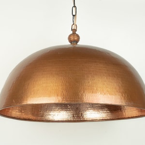 Dome Antique Copper Pendant Light - Copper Industrial Lighting  - Copper Kitchen Island light - Copper Lampshade - Art deco lamp