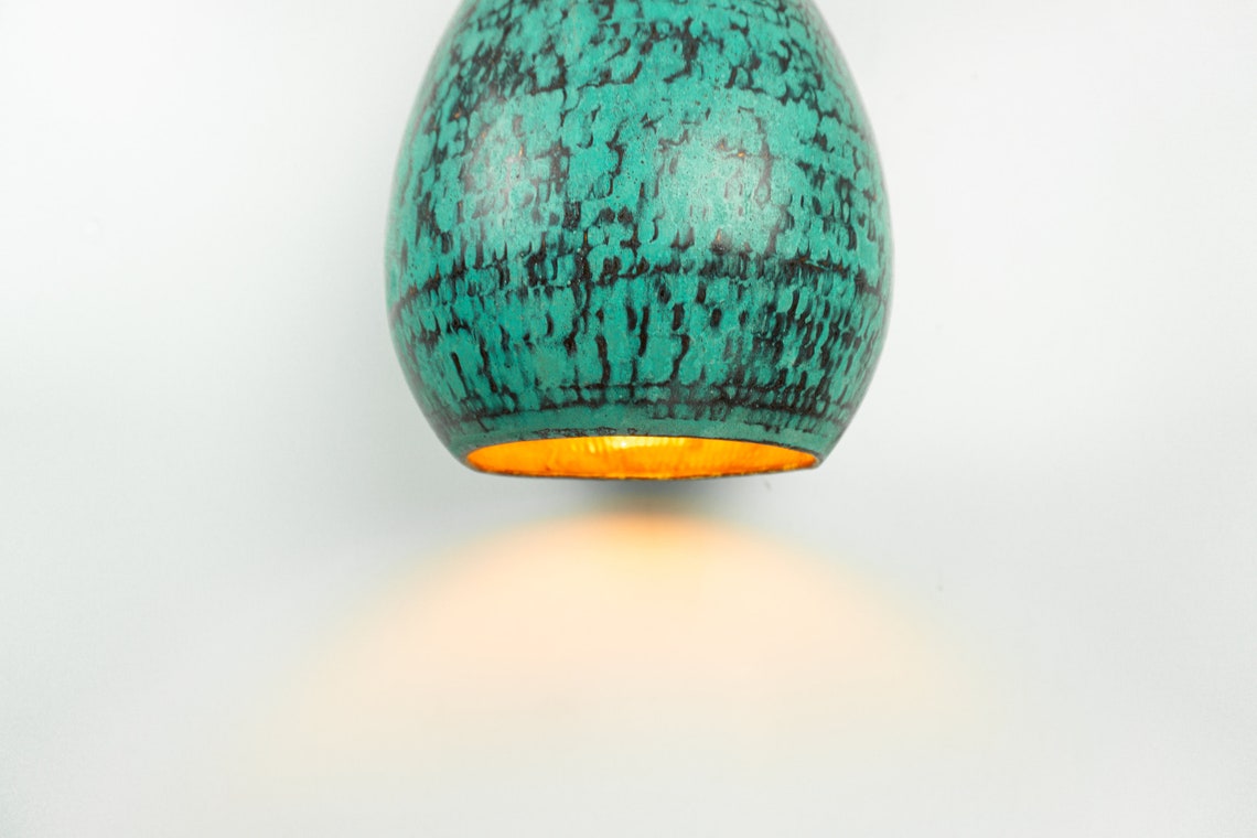 Oxidized Copper Pendant Light Green Patina Copper Light Etsy