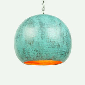 Round Copper Pendant Lamp (Large) - Oxidized Copper Kitchen Island Lighting - Scandinavian Copper Industrial Lamp -  Art deco light fixture