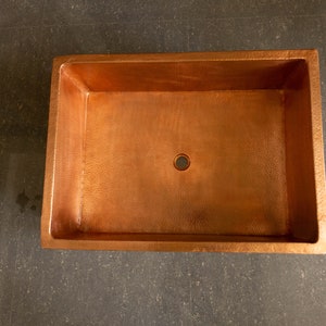 Copper Front Apron Sink Hammered Copper Kitchen Sink Copper sink Kitchen cabinet Copper Bowl Vessel Sink Copper Kitchen Sink image 5