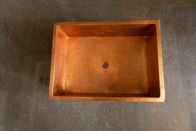 Copper Front Apron Sink Hammered Copper Kitchen Sink Copper sink Kitchen cabinet Copper Bowl Vessel Sink Copper Kitchen Sink image 5