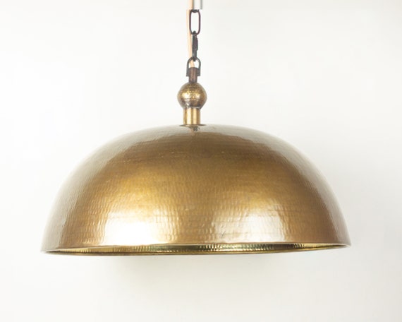 Dome Brass Pendant Lamp Shade Hammered 