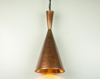 Antike Kupfer Anhänger Leuchte- Gehämmerte Kupfer Anhänger Lampe - Kupfer Industrielampe - Minimalistische Lampe - Kupfer Kücheninsel Beleuchtung
