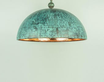 Dome Copper Pendant Light - Oxidized Copper Copper Pendant Light - Copper Kitchen Island Pendant light - Copper Lampshade
