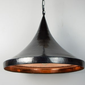 Black Copper Pendant Light - Copper Industrial Lighting  - Copper Kitchen Island light - Copper Lampshade - Art deco lamp