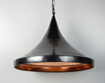 Black Copper Pendant Light - Copper Industrial Lighting  - Copper Kitchen Island light - Copper Lampshade - Art deco lamp